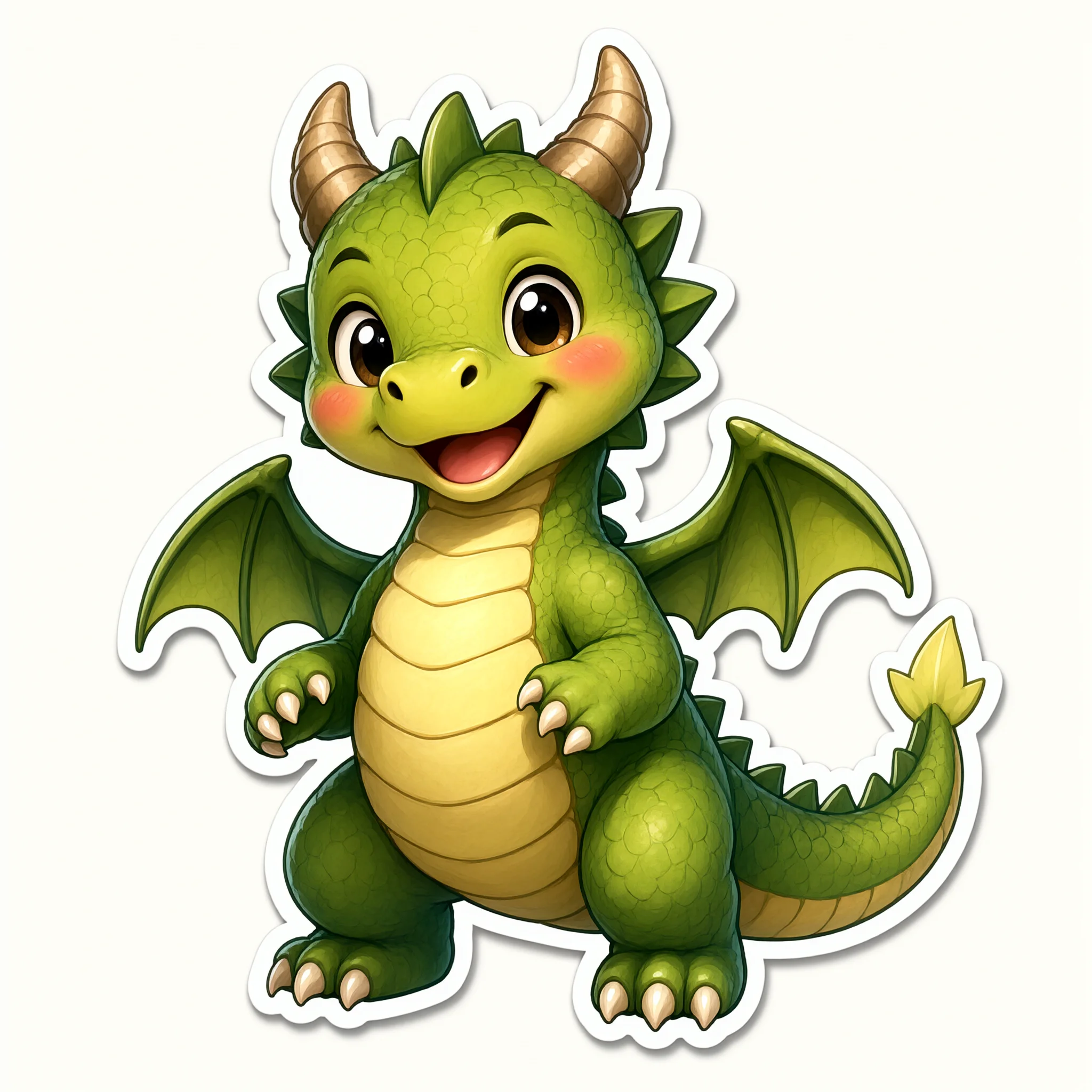 Kawaii Dragon Sticker, generated with Qwen-Image-2.1-Turbo