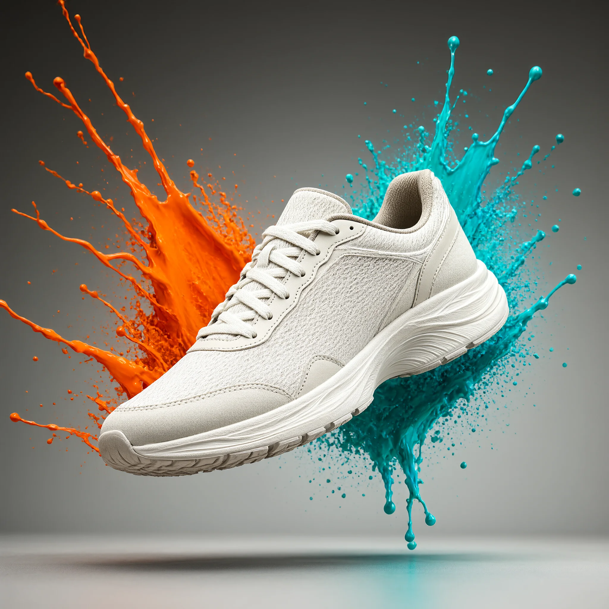 Sneaker With Color Splash, generated with Qwen-Image-2.1-Turbo